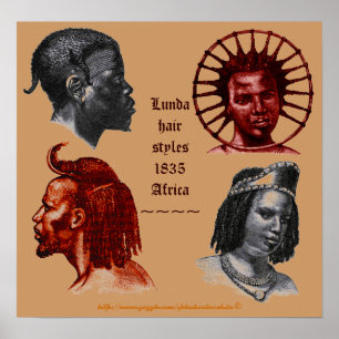 Pôster Lunda Hairstyle 1835-sul do Congo África