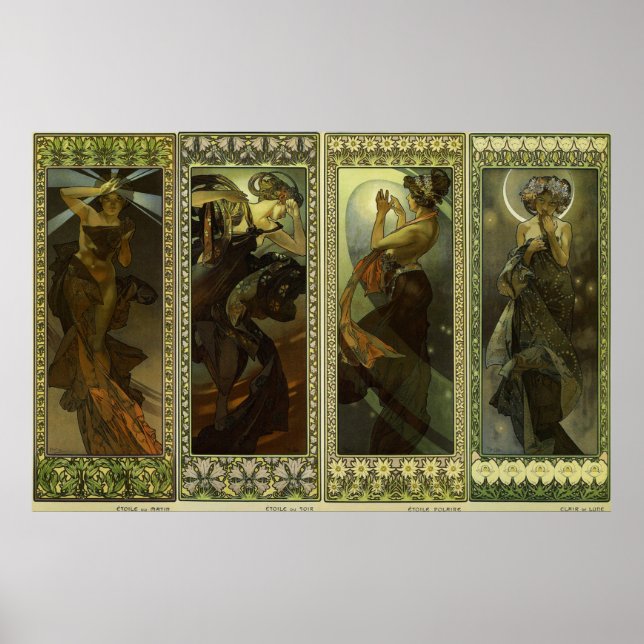 Poster Lune et Etoiles - 1902 - Por Alphonse Mucha (Frente)