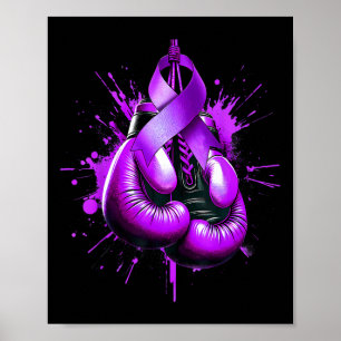 Poster Lupus Boxando Luva Roxo Friso de Consciência W