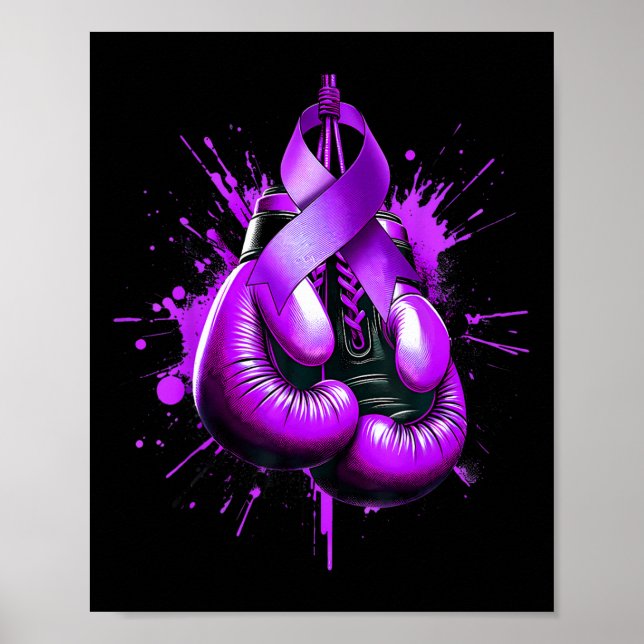 Poster Lupus Boxando Luva Roxo Friso de Consciência W (Frente)