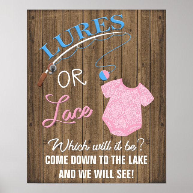 Poster Lures ou Lace Wooden Sinal do Bebê (Frente)