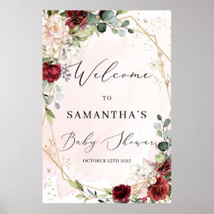 Poster Lush burgundy - sinal de boas-vindas ao chá de fra