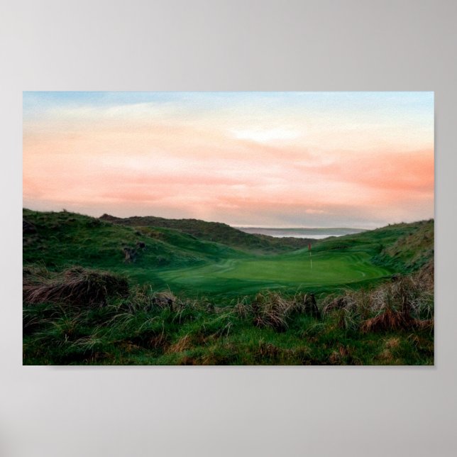 Poster lush green Ballybunion links golf course (Frente)