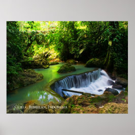 Poster Lush Green Waterfall Viagem Destino Indonésia