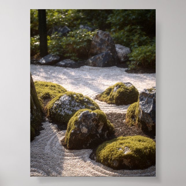 Poster Lush Moss & Stones nos detalhes do Zen Garden japo (Frente)