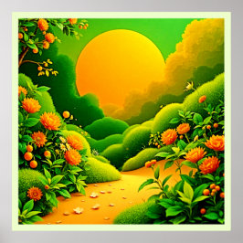 Poster Lush Orange Garden Art
