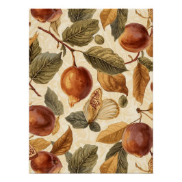Pôster Lush Plums & Fig Leaves Art Print | Gilded Botanic