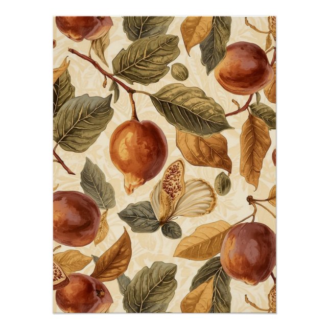 Pôster Lush Plums & Fig Leaves Art Print | Gilded Botanic (Frente)