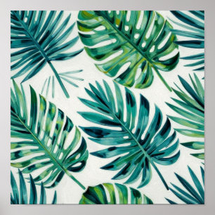 Poster Lush Tropical Esmeralda Palma e Monstera Botânica