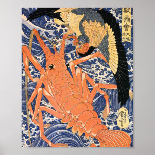 Poster Luta contra a lagosta - Utagawa Kuniyoshi