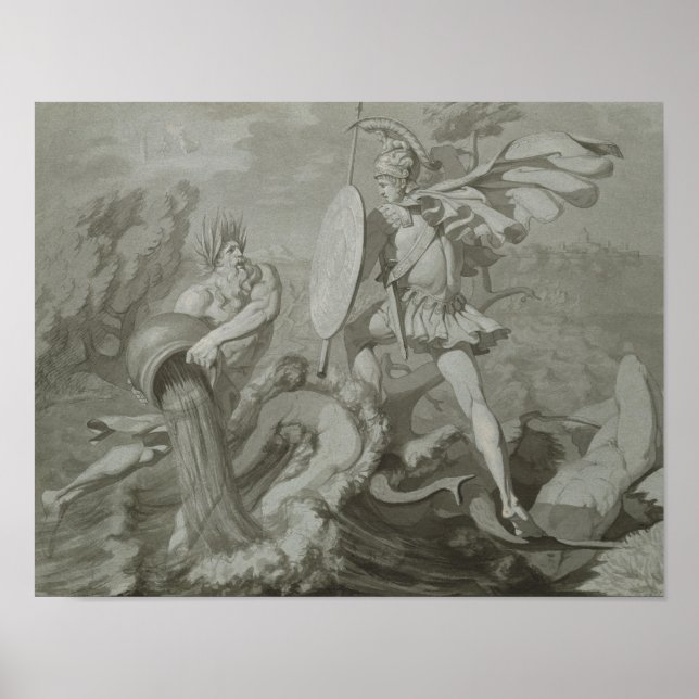 Pôster Luta contra Aquiles com o rio Scamander (Frente)
