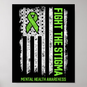 Poster Luta Contra O Estigma Americano Flag Mental Health