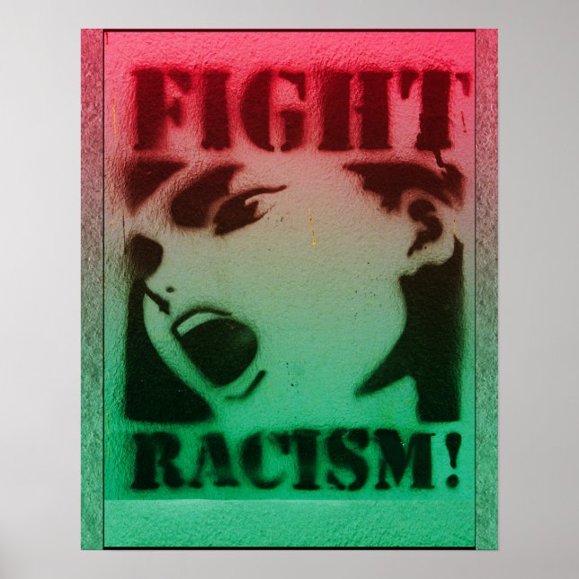 Poster Luta contra o racismo em preto vermelho e verde (Frente)