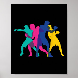 Poster Luta de Boxe Mma Kickboxing Lutador Boxeador Nocau