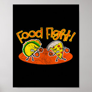 Poster Luta de comidas - Cartum Engraçado Taco Pizza Fati
