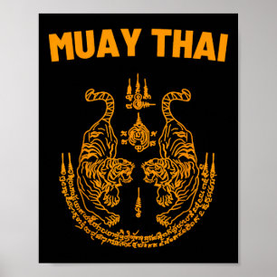 Poster Luta de Muay Thai Mma Tatuagem Chute de Tigre Dupl
