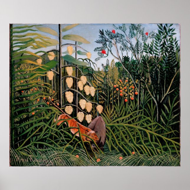 Pôster Luta de Rousseau entre Tiger e Bull (1909) (Frente)