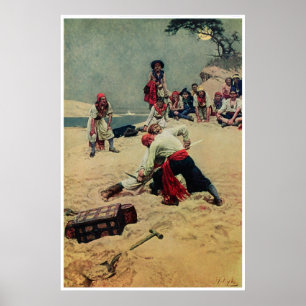 Pôster Luta dos piratas sobre o tesouro