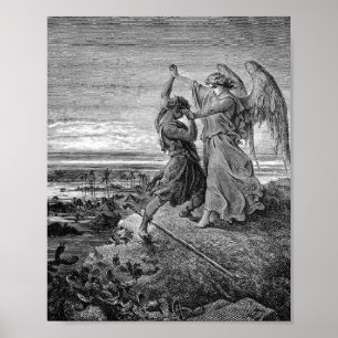 Poster Luta Jacob Com O Angel Gustave Dore 1855