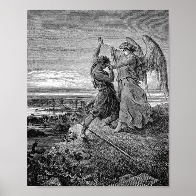 Poster Luta Jacob Com O Angel Gustave Dore 1855 (Frente)