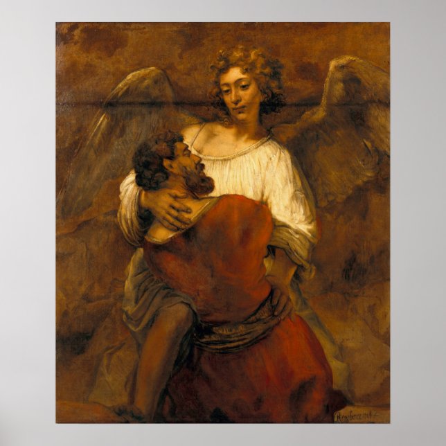 Poster Luta Jacob com o Angel - Rembrandt - c1659 (Frente)