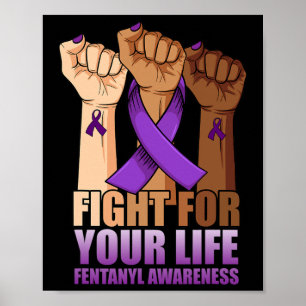 Poster Luta Mão Pela Sua Sobredosagem Consciência Roxo