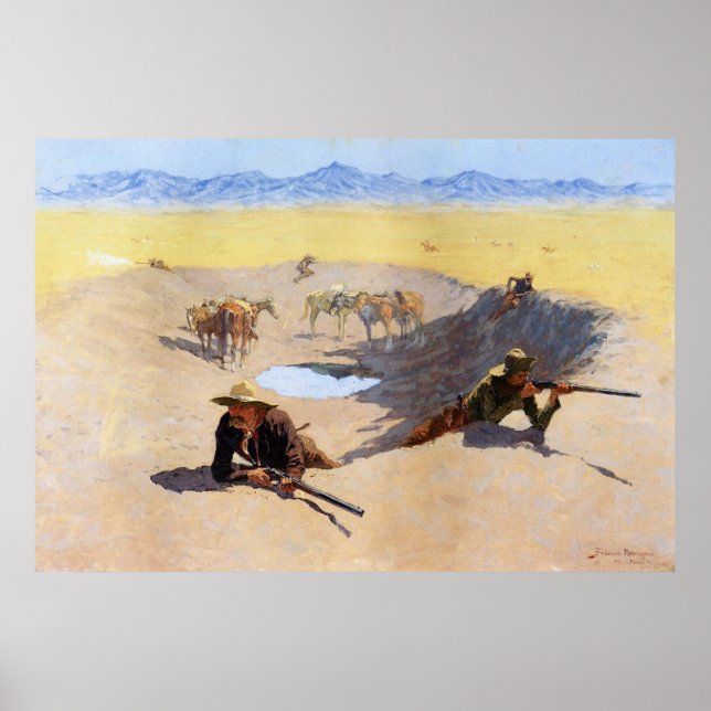 Poster Luta pelo Buraco d'Água Frederic Remington (Frente)