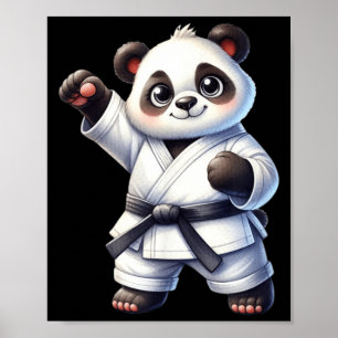 Poster Lutador de Artes Marciais Faixa Preta Panda Fofo