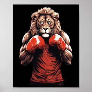Poster Lutador de Boxe Leão Boxe Artes Marciais Mistas Ki