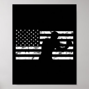 Poster Lutador de Boxe Usa Bandeira Luvas de Boxe Lutador