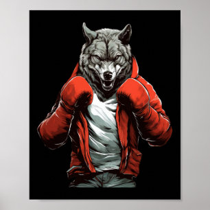 Poster Lutador de boxe Wolf Artes Marciais Mistas Kickbox