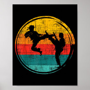 Poster Lutador de Karatê Retrô - Autodefesa de Combate de