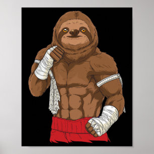 Poster Lutador de Kickboxing de Preguiça Muay Thai
