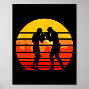 Poster Lutador de Muay Thai Vintage Boxe Tailandesa Retro