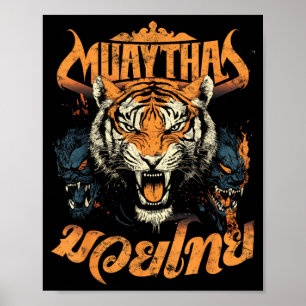 Poster lutador de Muay Thai vintage tigre Muay Thai