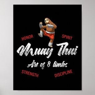 Poster Lutador Preguiça - Muay Thai Boxe Tailandês E Kick