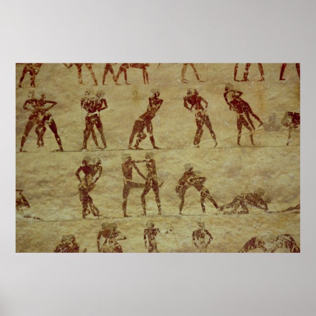 Pôster Lutadores, detalhes de uma pintura de parede de tu (Frente)