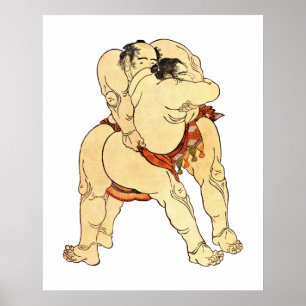Pôster Lutadores do Sumo de Hokusai