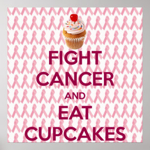 POSTER LUTAR CONTRA O CÂNCER E COMER CUPCAKES