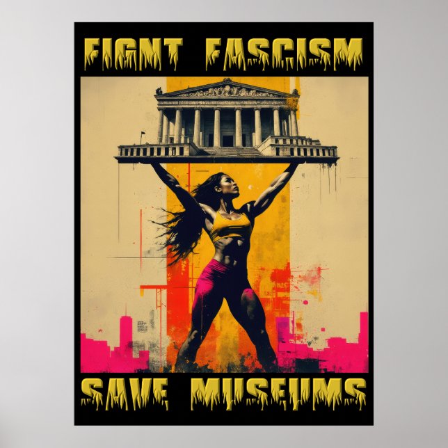 Poster Lutar contra os museus salvadores fascistas (Frente)