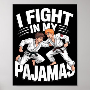 Poster Lutar de Pijama BJJ Jiu-Jitsu Judo Karate Engraçad