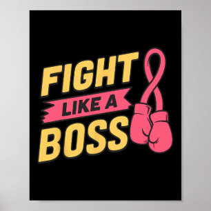 Poster Lute Como Um Cancer De Mama De Fita Cor-De-Fita Ro