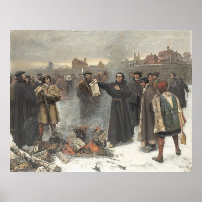 Pôster Luther Queima o Touro Papal (Frente)