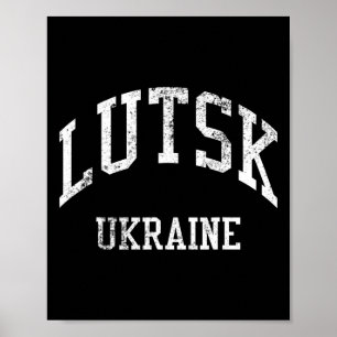 Poster Lutsk Ucrânia Retro Anos 70 Estilo Desportivo Univ