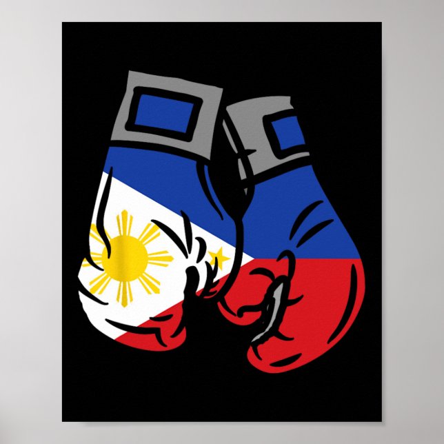 Poster Luva De Boxing Com Bandeira Das Filipinas (Frente)