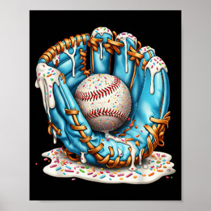 Poster Luvas de Beisebol Sorvete Drip Com Purpurina Homen