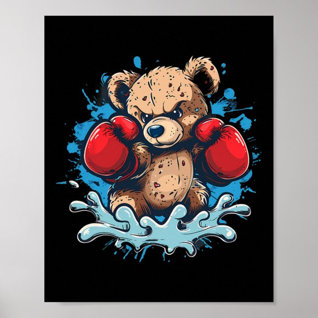 Poster Luvas de Boxe Amante de Urso de Boxe Kickboxing En (Frente)
