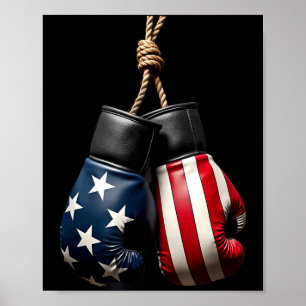 Poster Luvas de Boxe com Bandeira Americana Boxer