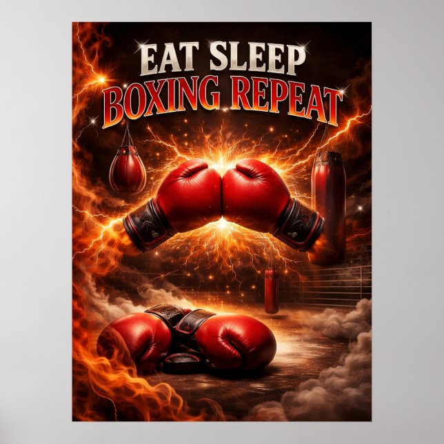 Poster Luvas de Boxe Fogo Fúria (Frente)