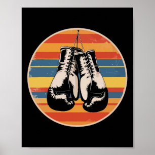 Poster Luvas de Boxe Kickboxing Amante do Boxe Retro Boxe
